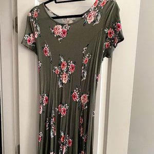 Women's Dark Green Floral Dress